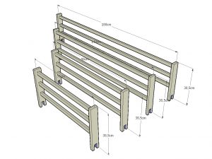 Complementos de Litera · Barandillas de 3 barras de 076/096 y 140cm,. de ancho